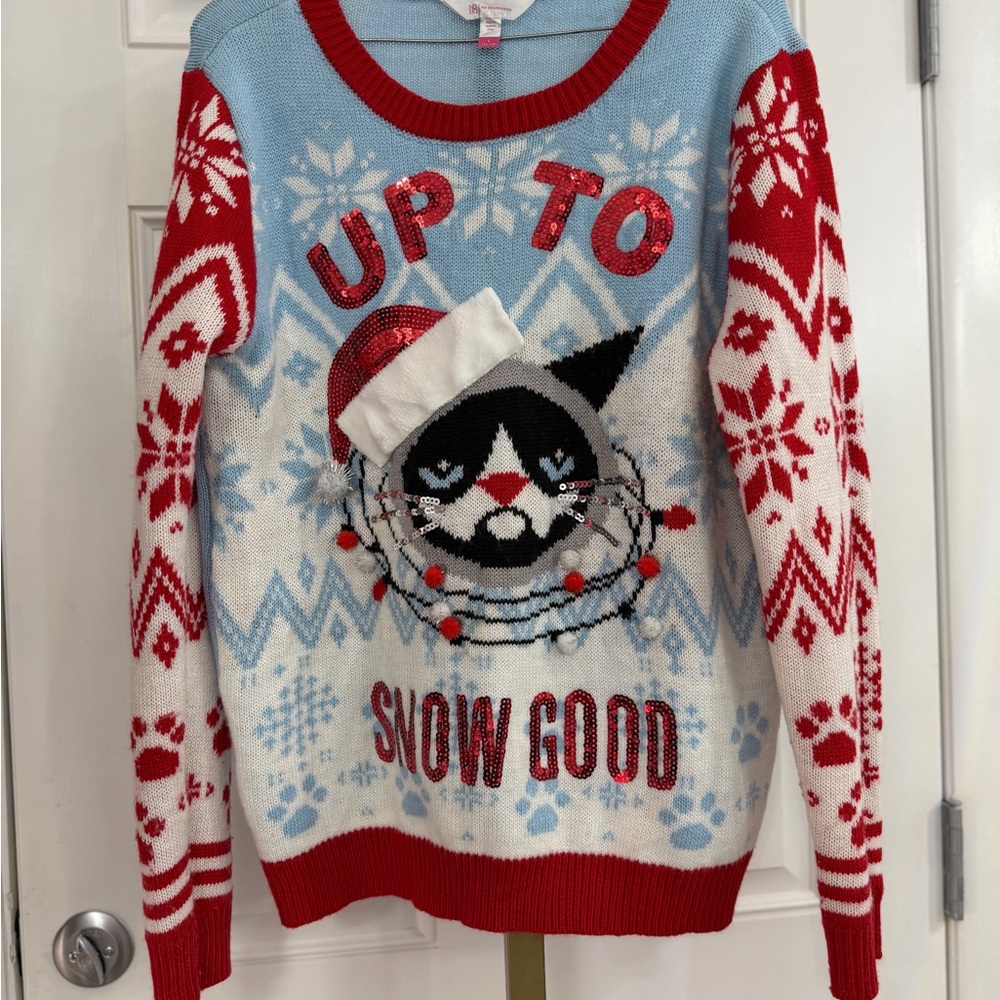 Red and Blue Cat Christmas Sweater